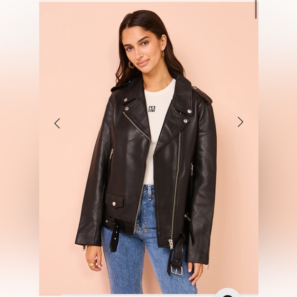 NWT ENA PELLY NEW YORKER OVERSIZED LEATHER JACKET SZ 2 - Picture 9 of 13